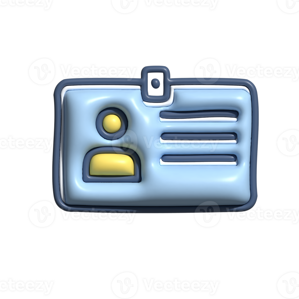 3D Render of ID Card Icon Minimal Design Identification Badge png