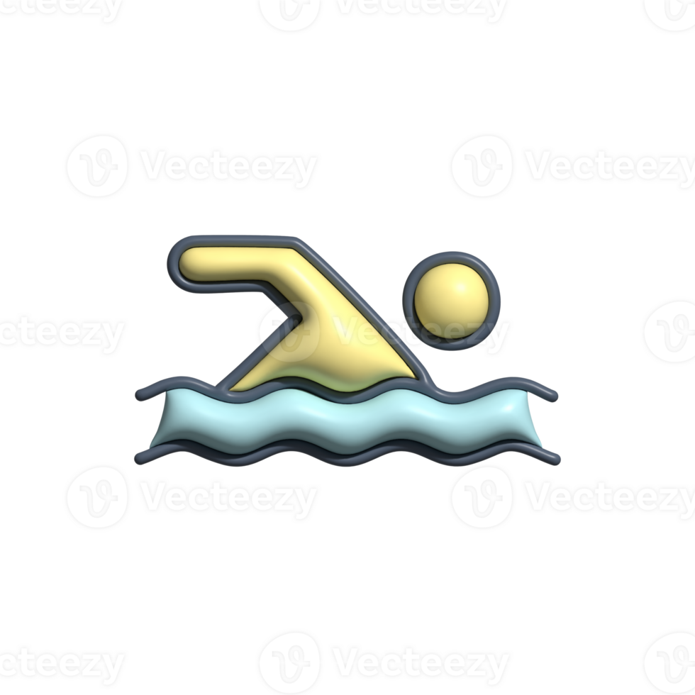Modern 3D Swimmer Icon Active Lifestyle and Water Recreation Design png