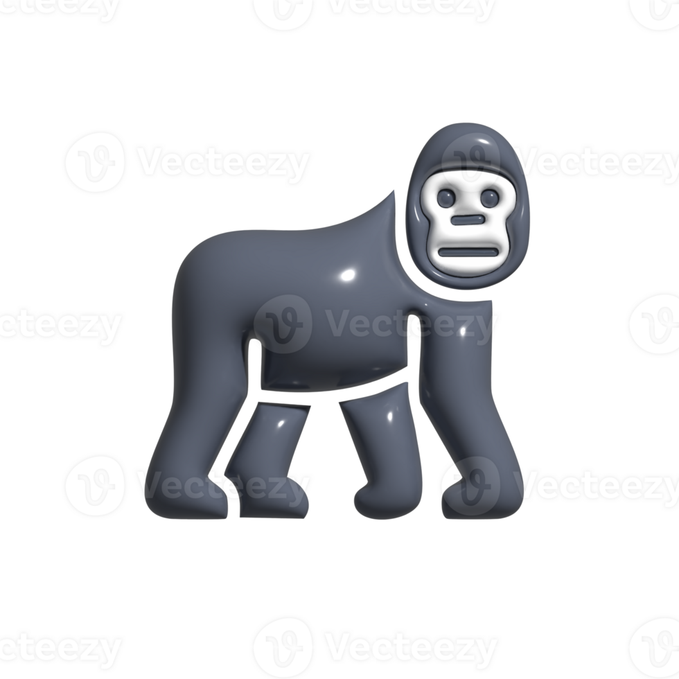 Modern 3D Gorilla Icon Wild Mammal, Alpha Leader, and Nature Conservation Design png