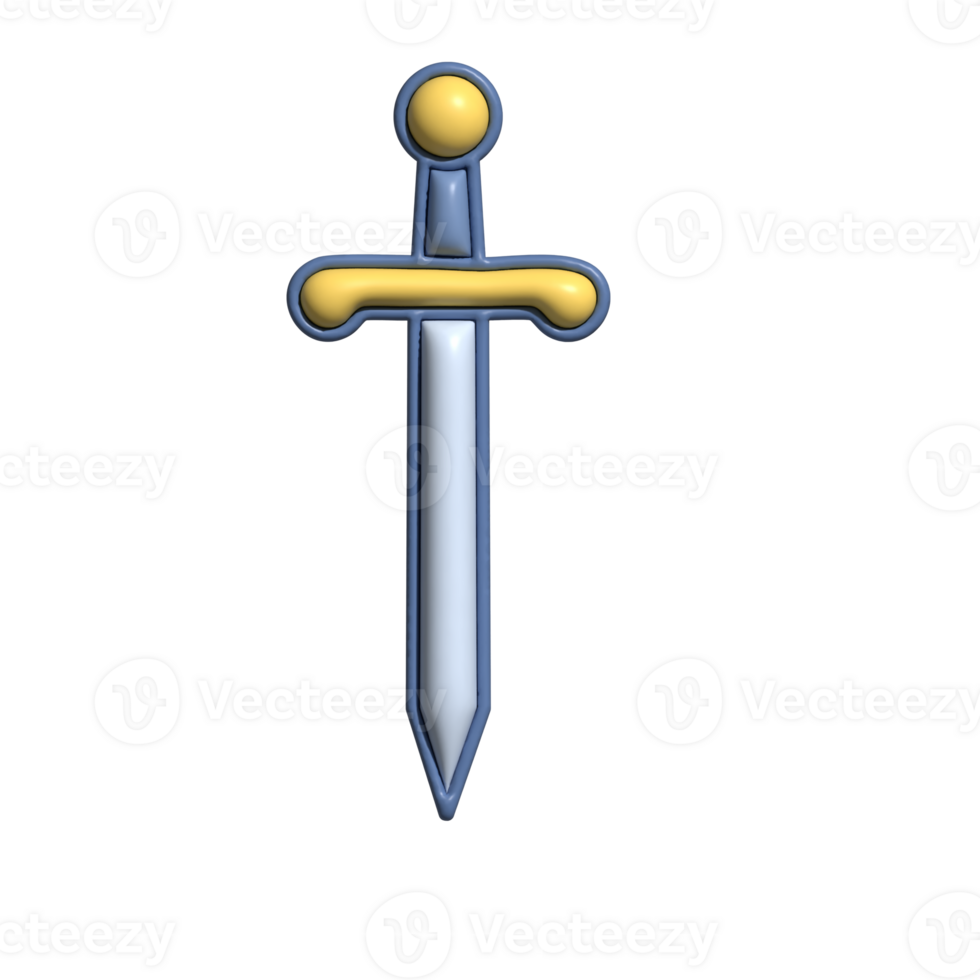 Modern 3D Sword Icon Sharp Blade and Warrior Design png