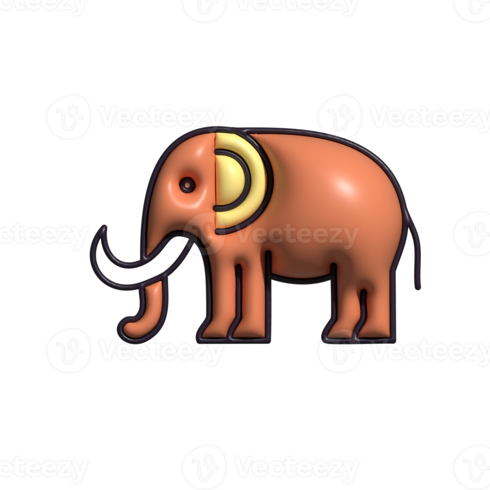 3D Render of Mammoth Icon Prehistoric Elephant and Ice Age Symbol png