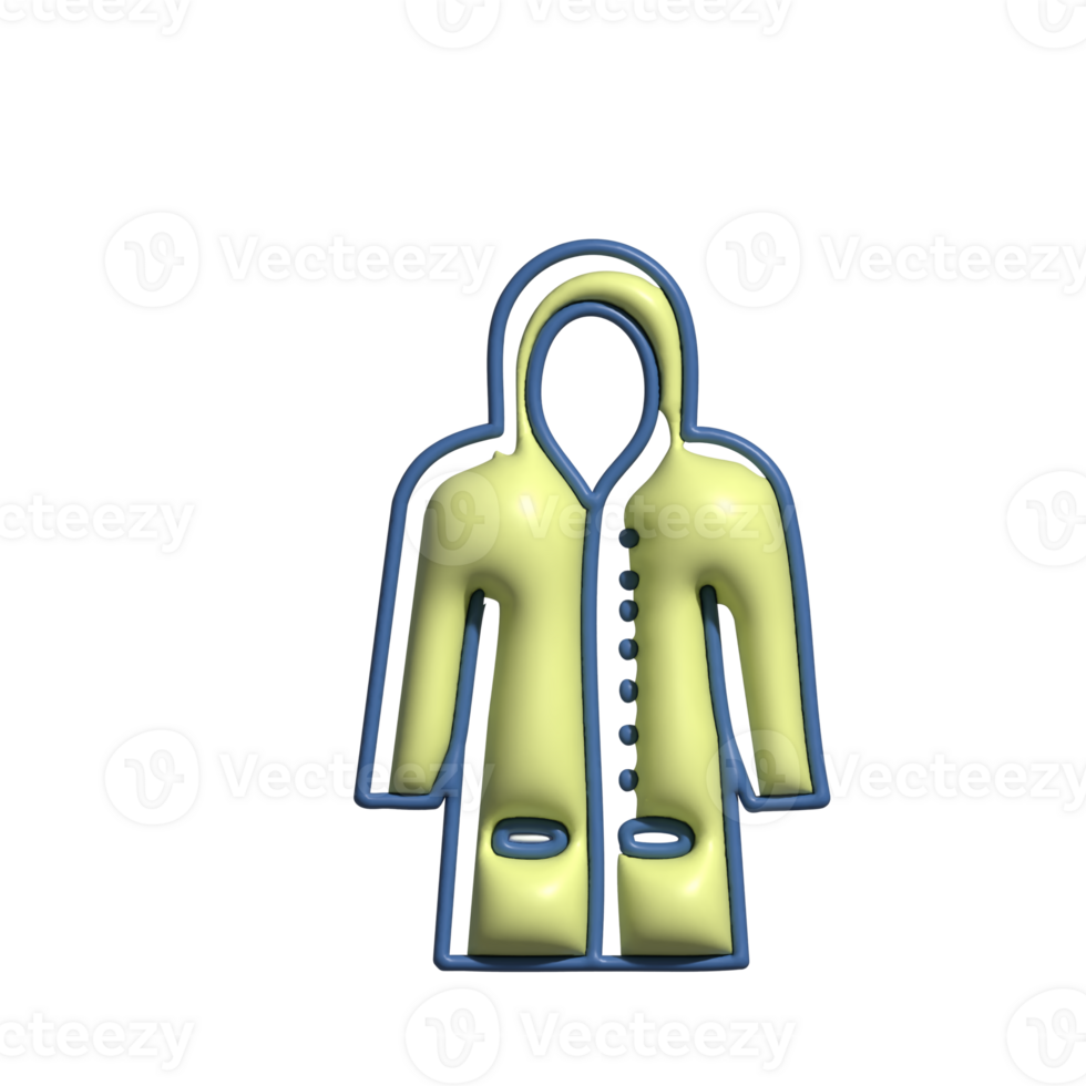 Modern 3D Raincoat Icon Rain Gear and Fashionable Protection Design png
