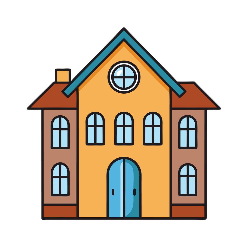 Cute Cartoon Style House Isolated on White Background vector