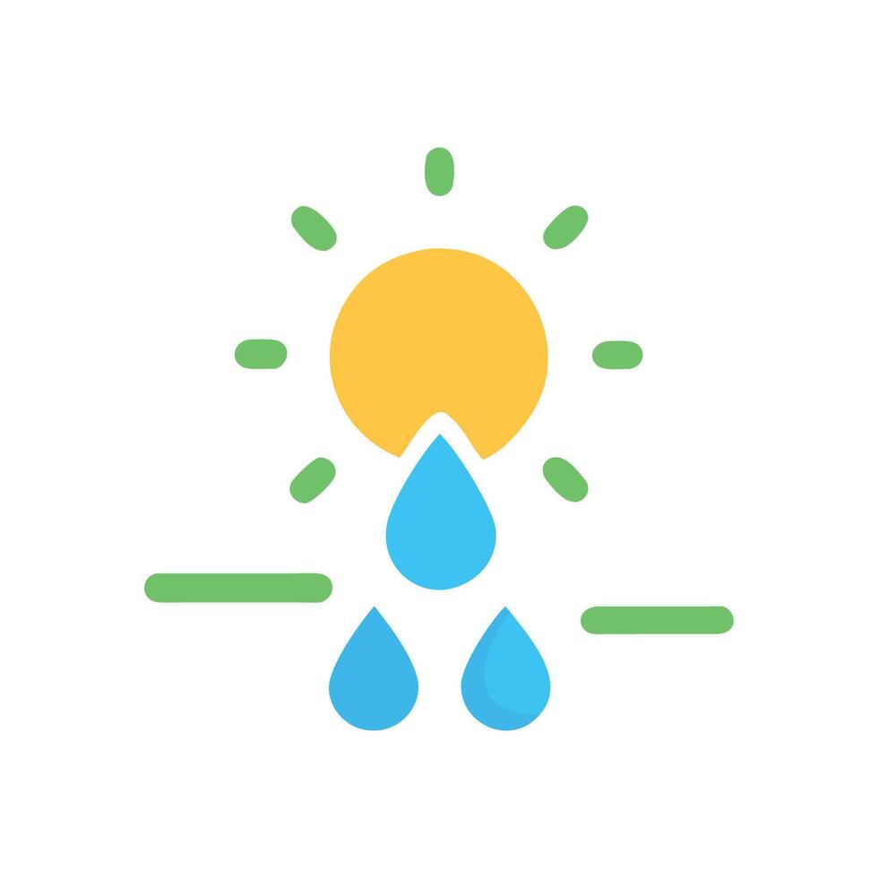 Sun and Rain Illustration Drought and Precipitation vector