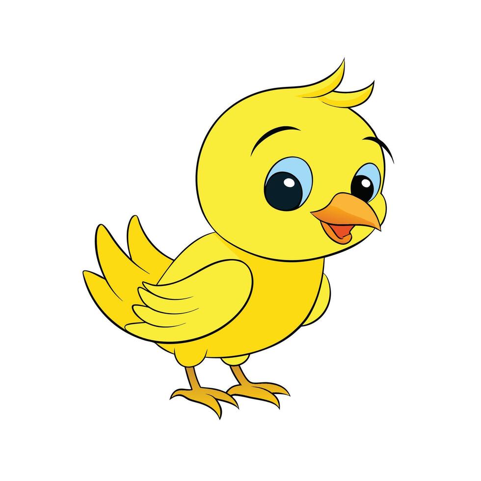 Cute Yellow Chick Cartoon Illustration on White Background vector