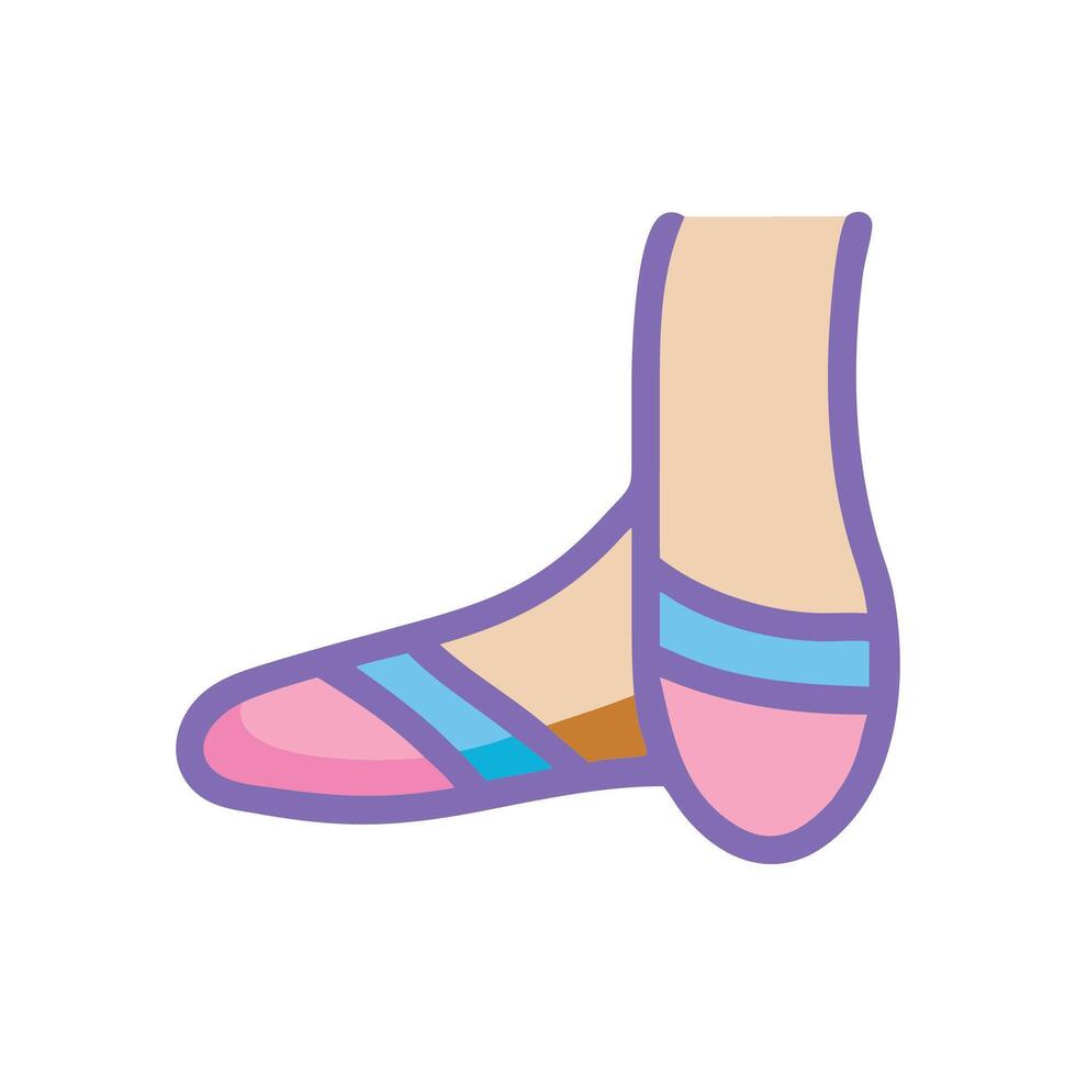 Cartoon sandal illustration with pink and blue accents vector
