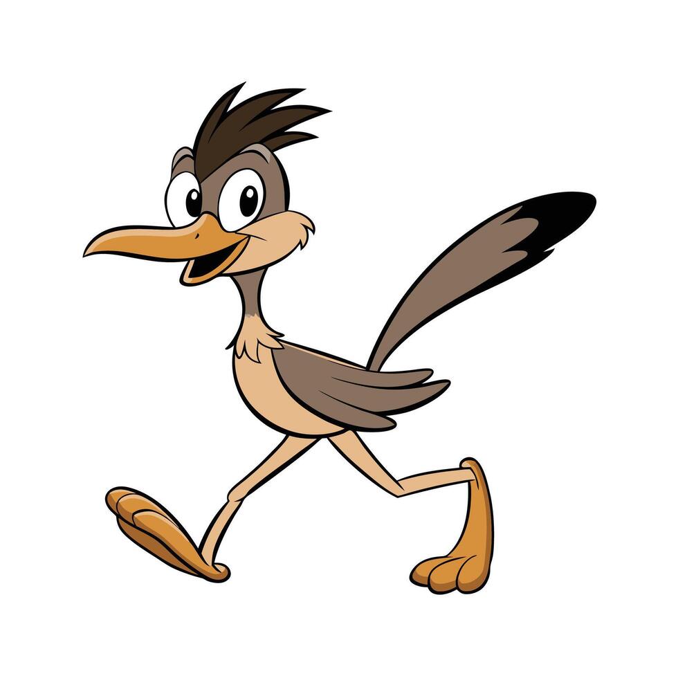 Cartoon Roadrunner Bird Running Cartoon Character Illustration vector