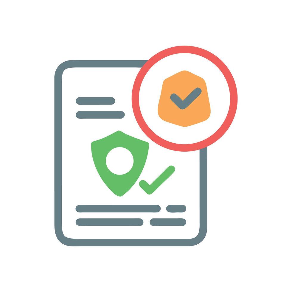 Secure Document Approval Icon Certified and Protected Agreement vector