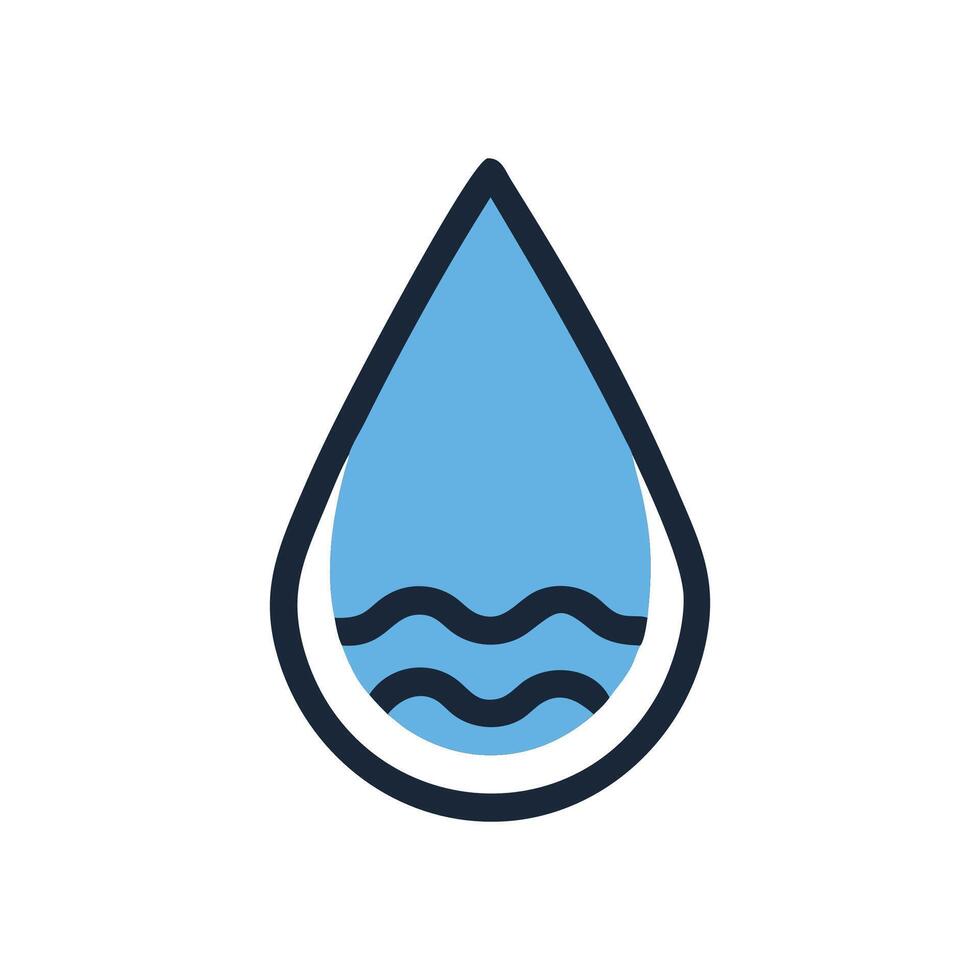 Water drop icon with wavy water symbol inside vector