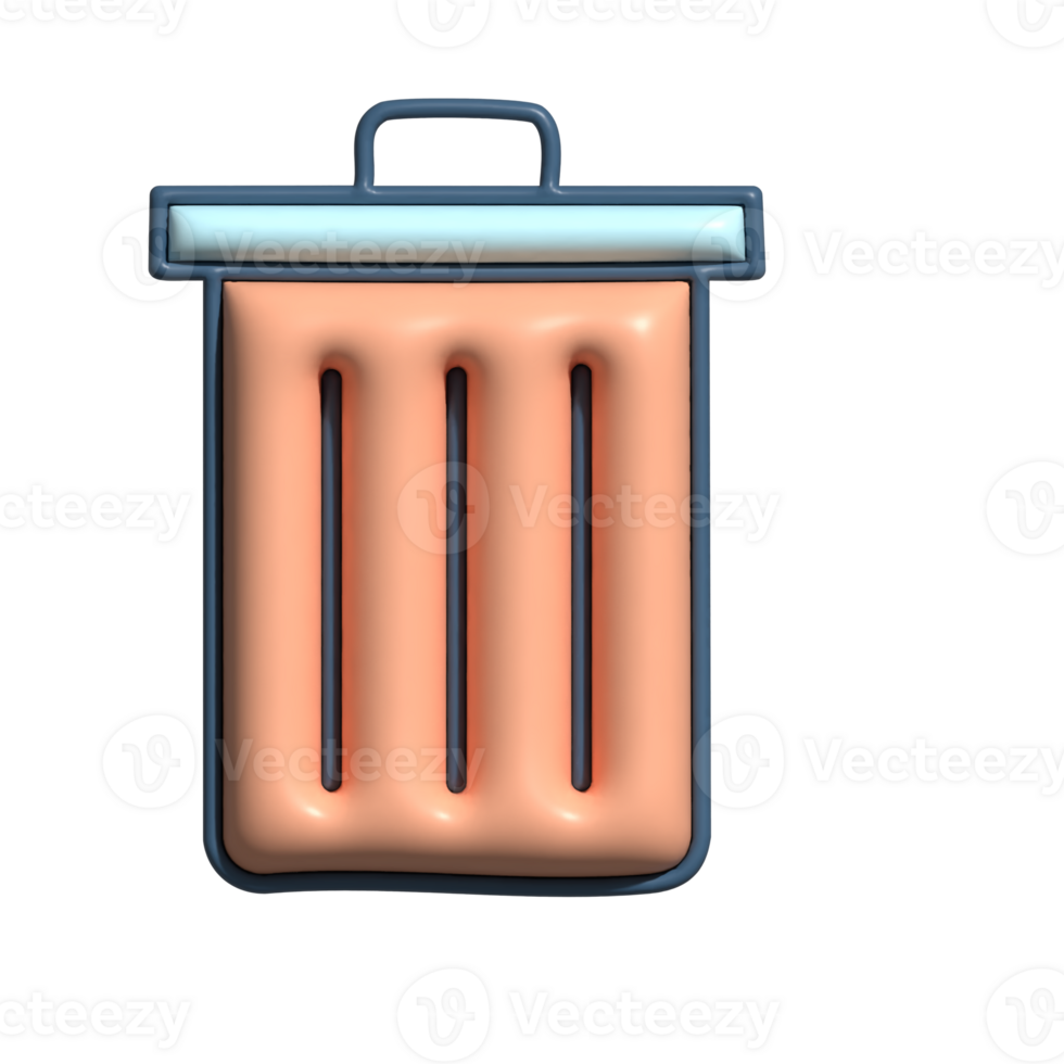 3D Render of Rubbish Bin Icon Waste Disposal and Clean Environment Symbol png