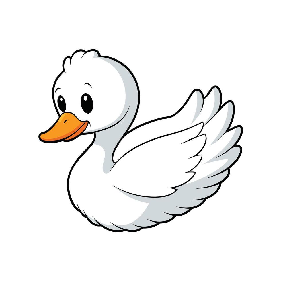 Cute Cartoon Duck Character Illustration Isolated on White vector