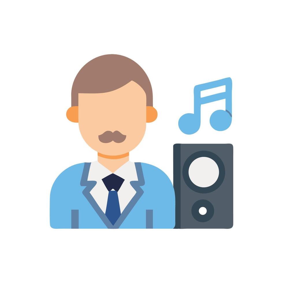 Musician Flat Icon with Speaker and Musical Note vector