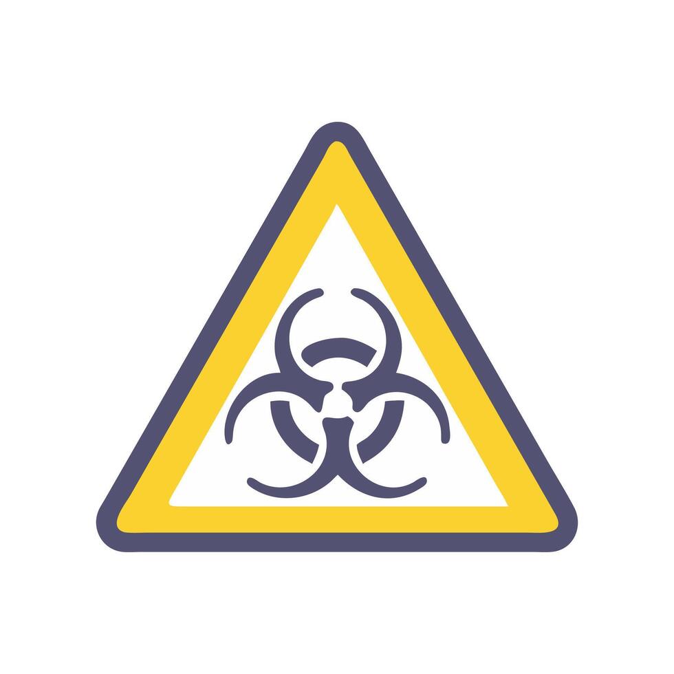 Biohazard Warning Sign Triangle Yellow and Violet Colors vector