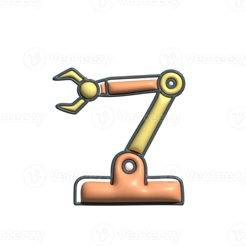 3D Render of Robot Arm Icon Industrial Automation and Robotics Symbol png