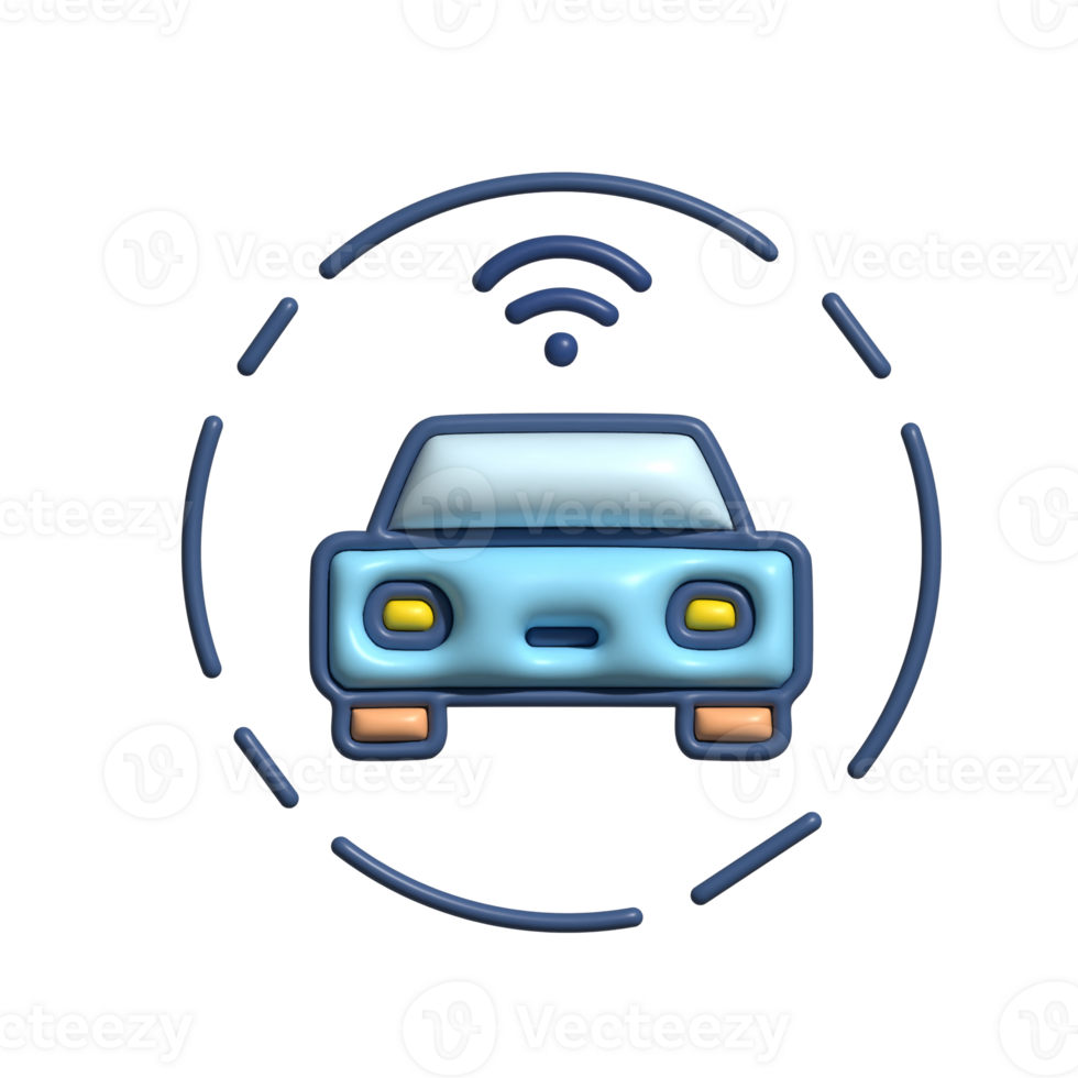 3D Car with WiFi Symbol Advanced Technology and Mobility Design png