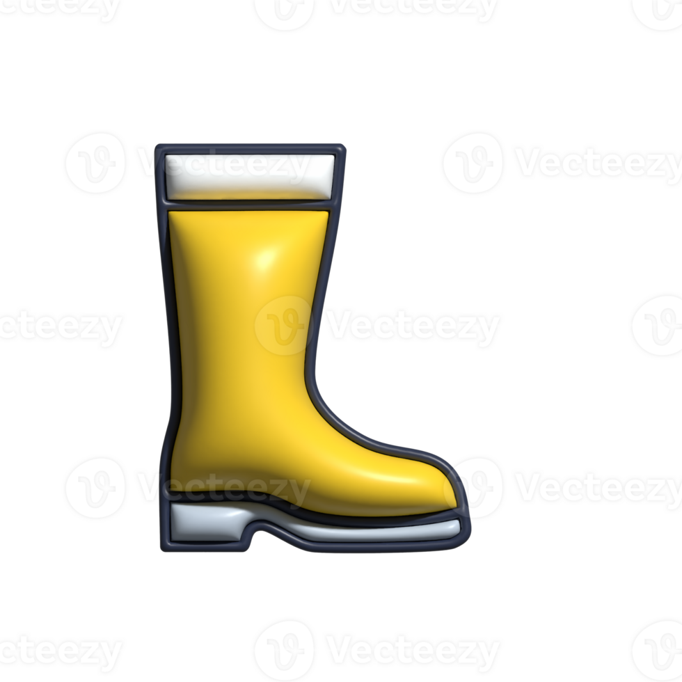 Modern 3D Rubber Boots Icon Practical Footwear, Muddy Conditions, and Outdoor Adventure Design png