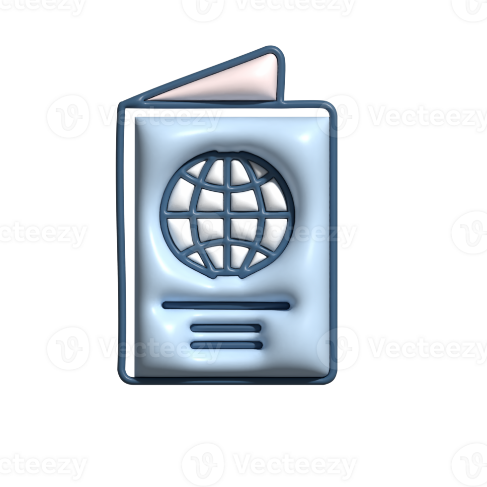 3D Render of Passport Icon Travel, Identity, and International Symbol png