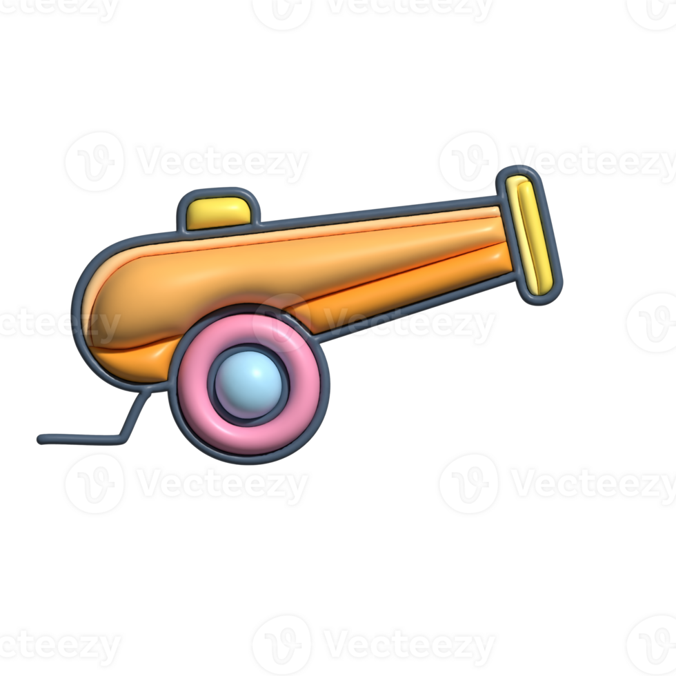 Classic 3D Cannon Icon Artillery and Defense System Design png