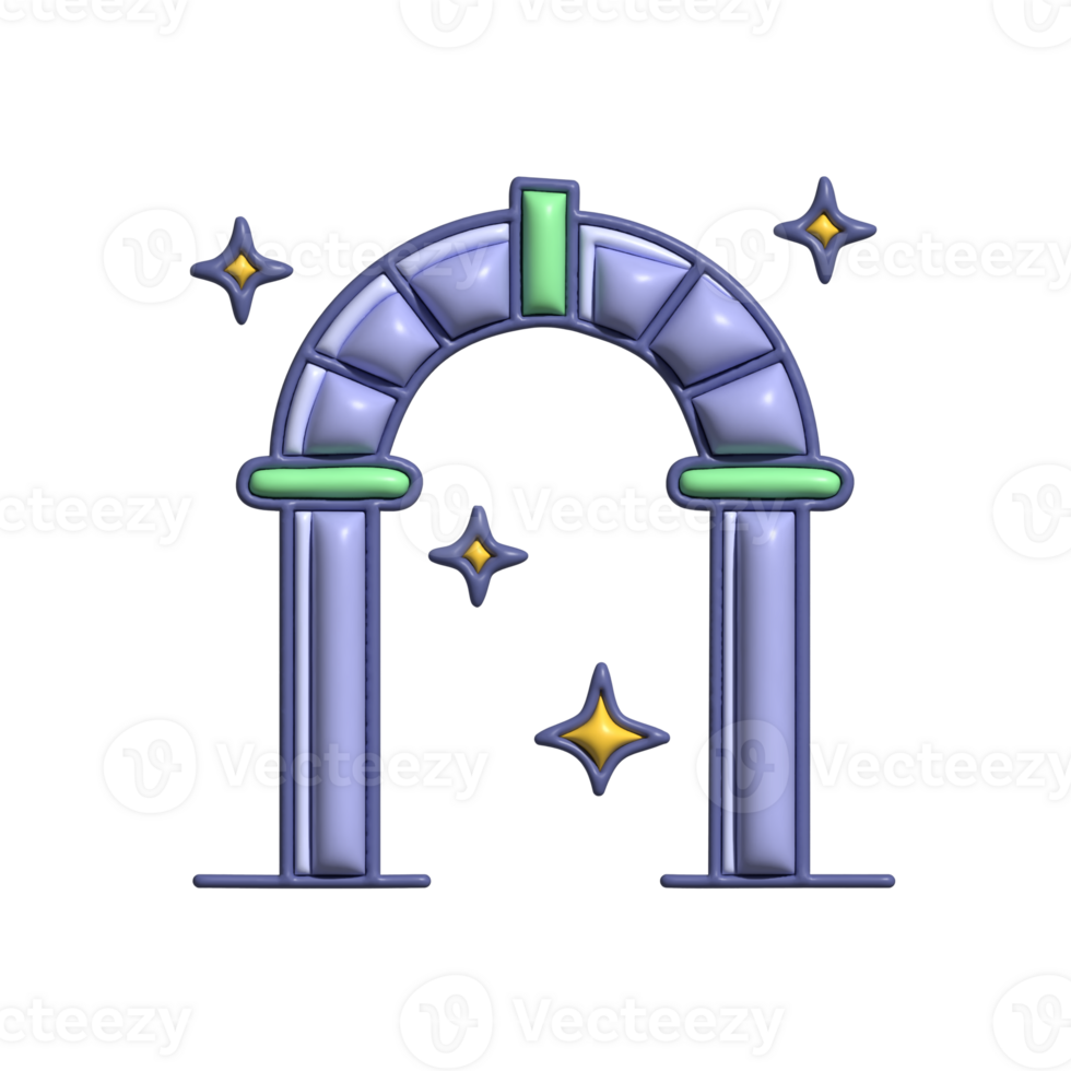 3D Render of Gate with Stars Icon Mystical Entrance and Cosmic Symbol png