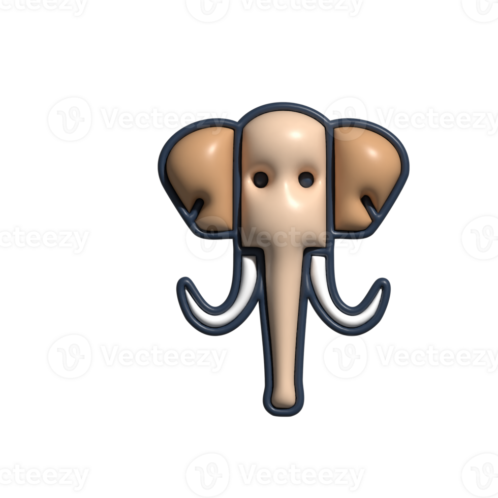 Modern 3D Mammoth Icon Ancient Mammal and Paleontological Design png