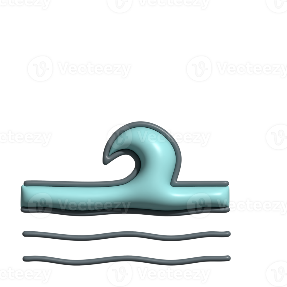 3D Render of Wave Icon Ocean Motion and Fluid Dynamics Symbol png
