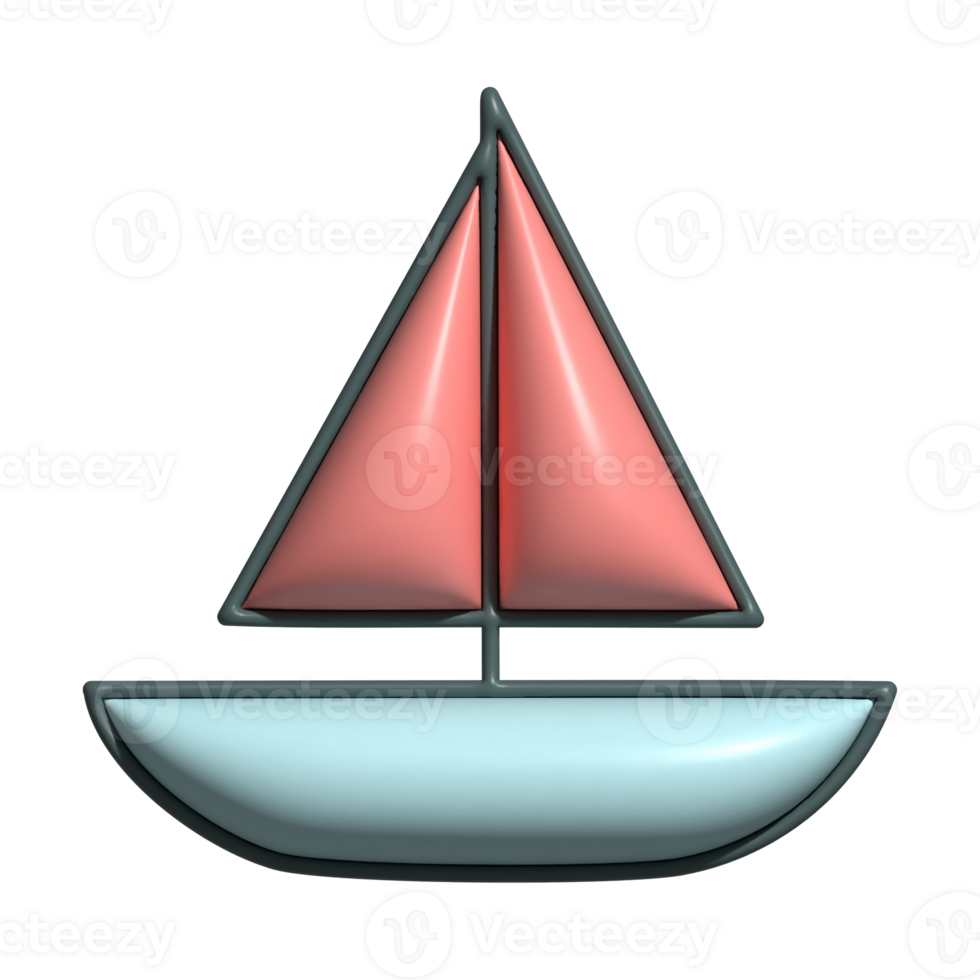 3D Render of Sailboat Icon Sailing and Adventure Symbol png