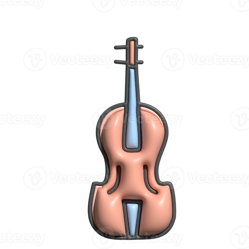 3D Render of Violin Icon Classical Music, Instrument, and Elegant Sound Symbol png