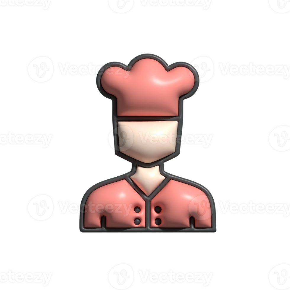 3D Render of Chef Icon Culinary Arts, Cooking, and Professional Kitchen Symbol png