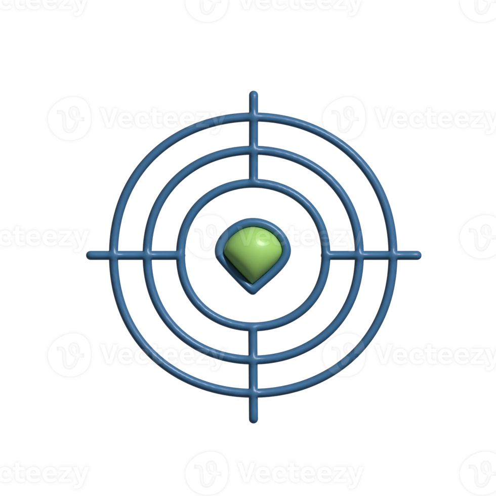 3D Render of Target Icon Precision and Focus Symbol png