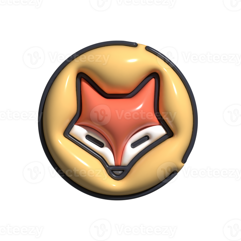 3D Render of Fox Icon Wild Animal, Forest Creature, and Clever Mammal Symbol png