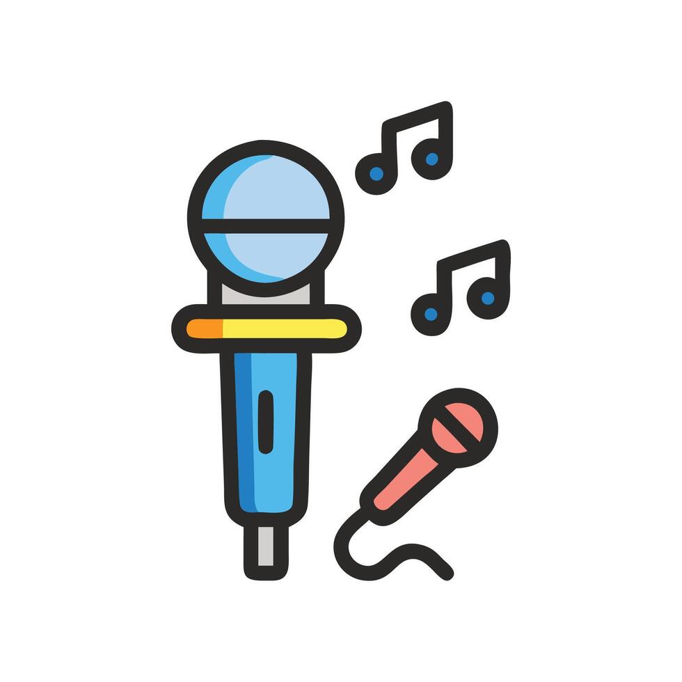 Microphones and Music Note Icon Illustration vector
