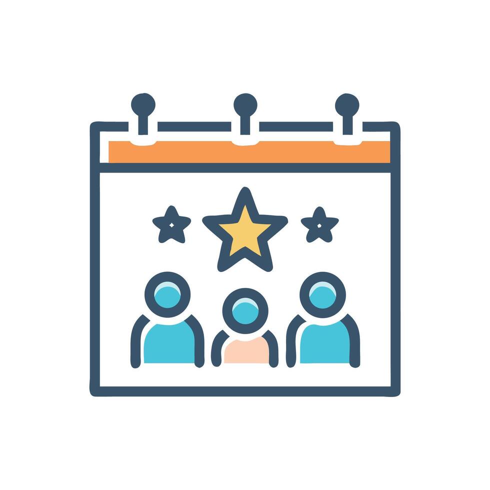 Star Team Calendar Icon Teamwork, Performance, and Goals vector