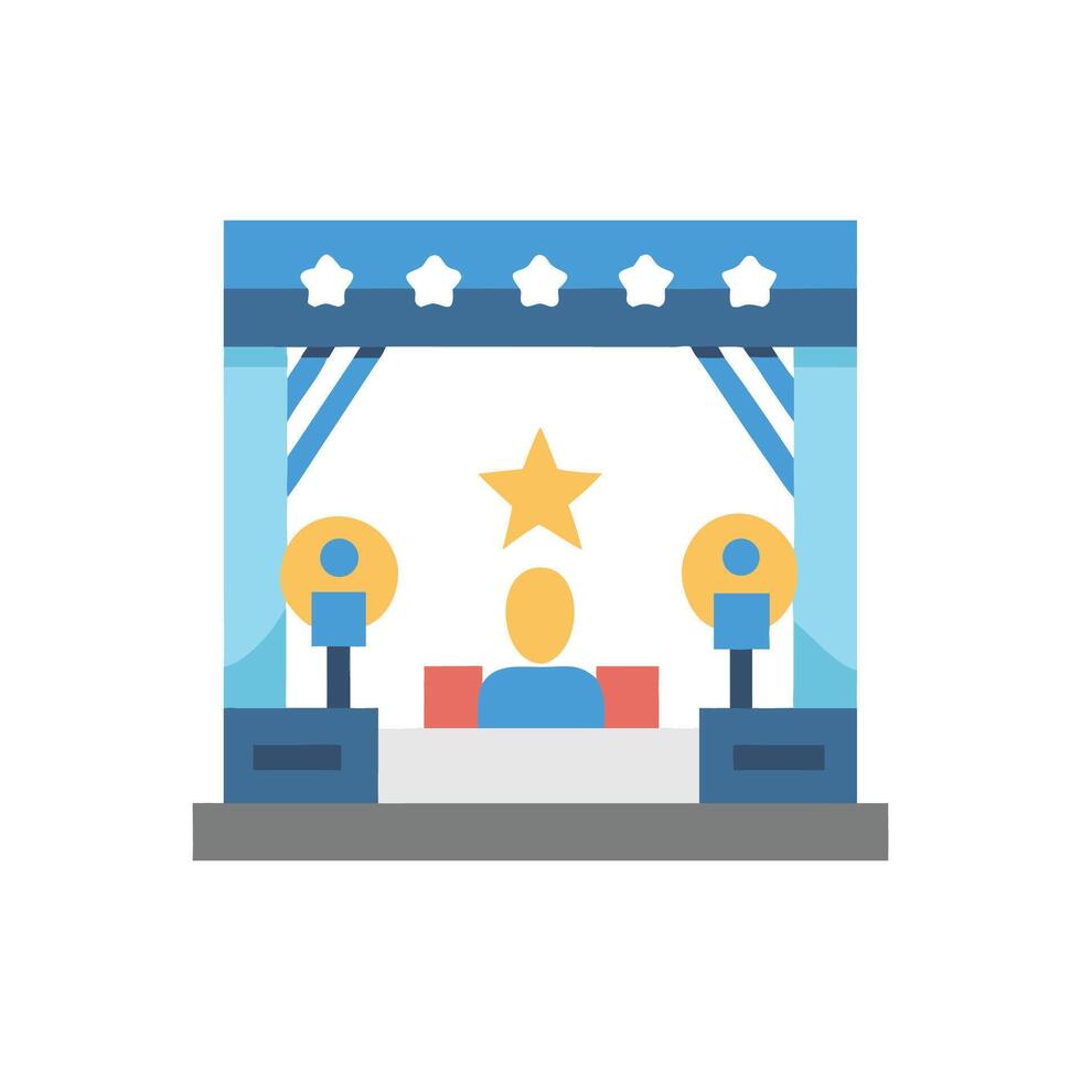 Award Ceremony Stage with Star Decoration and Lights vector