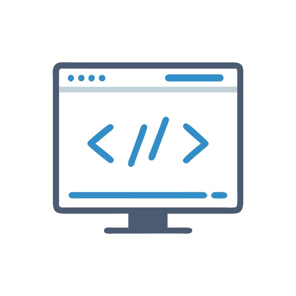 Coding monitor with HTML tags on a black background vector