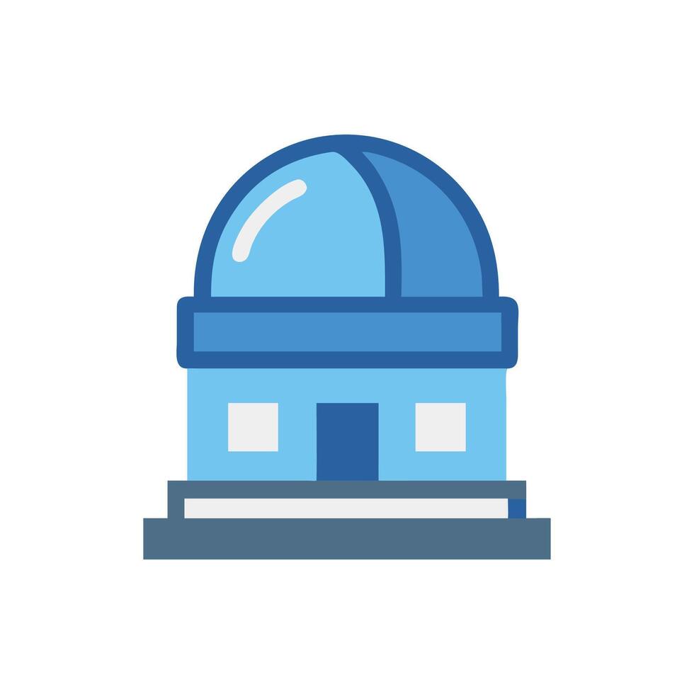 Blue Astronomical Observatory Icon for Science and Education vector