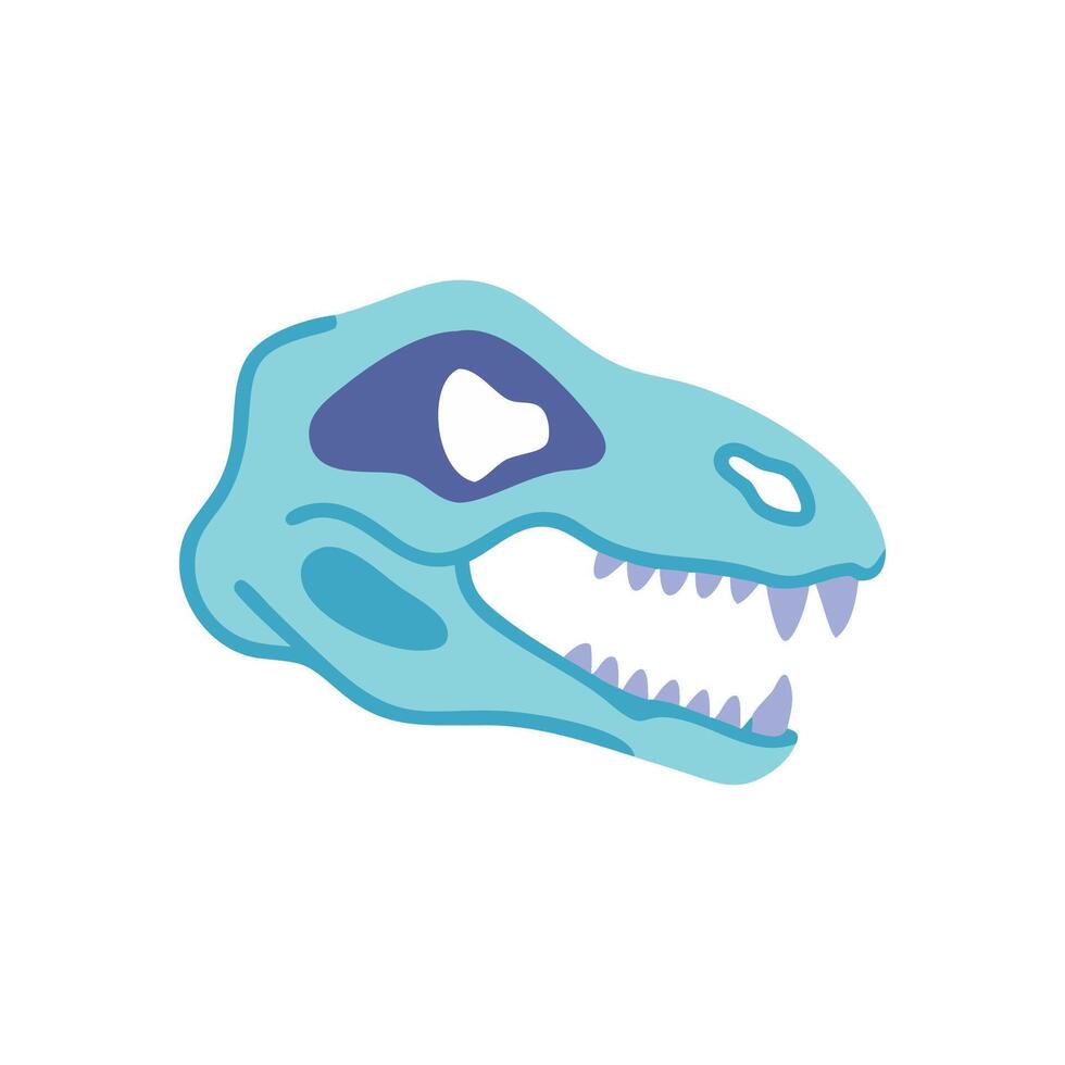Blue Cartoon Dinosaur Skull on Black Background Image vector