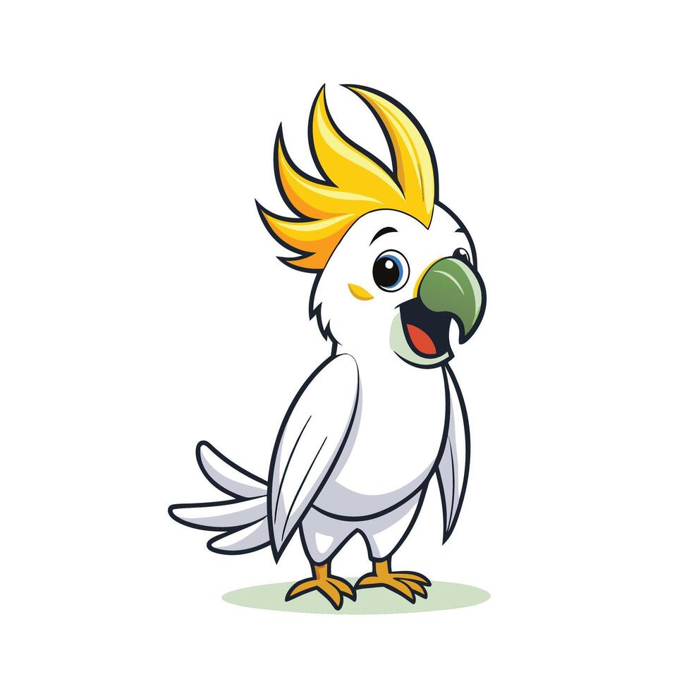 Cartoon Cockatoo Mascot Character Design on White Background vector