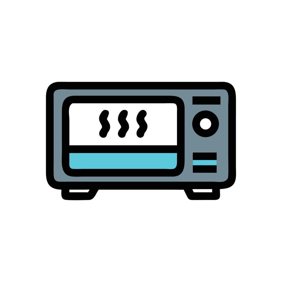 Stylized Cartoon Microwave Oven Icon Illustration Design vector