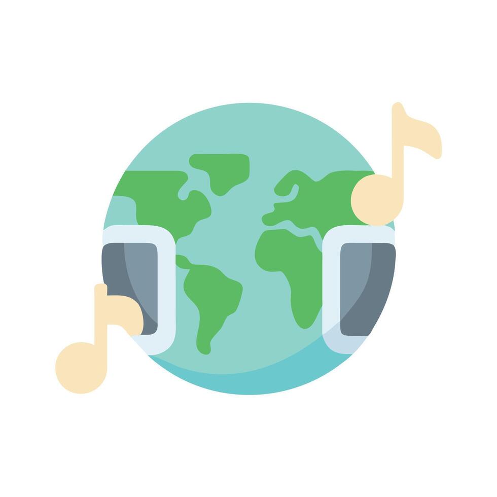 Global Music Streaming An Earth Globe with Music Notes vector