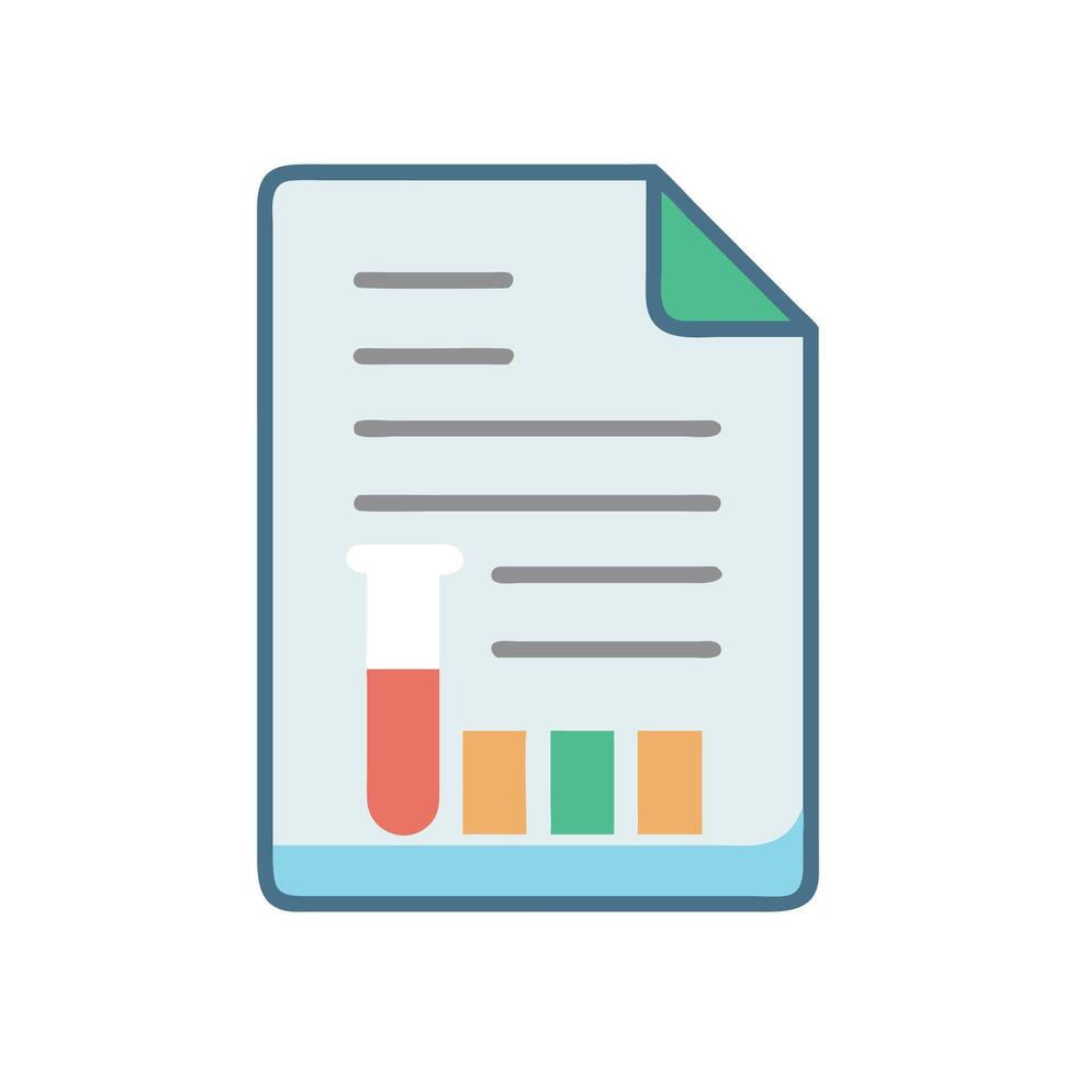 Lab results report icon with bar graph and test tube vector