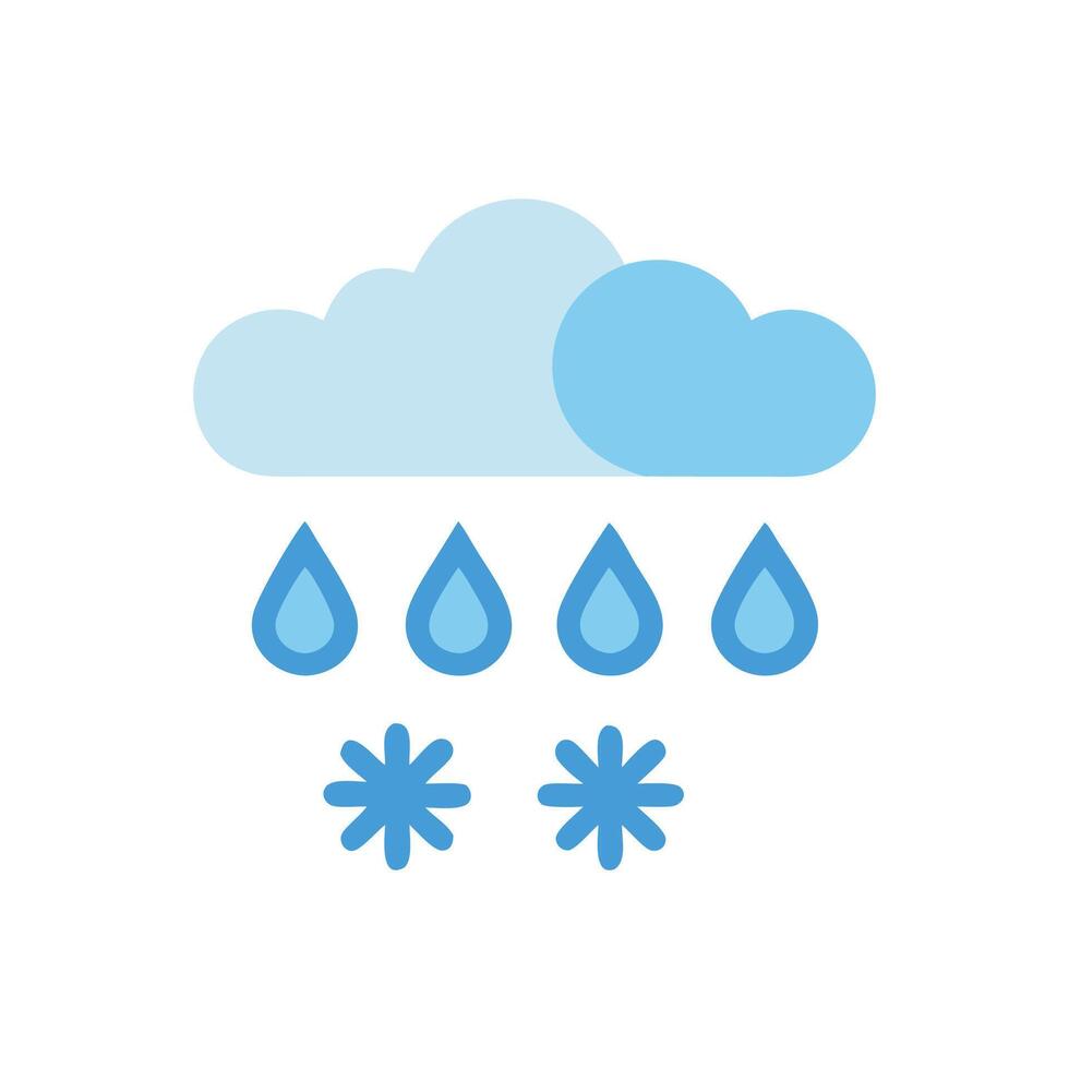 Rain and Snow Weather Forecast Icon on Black vector