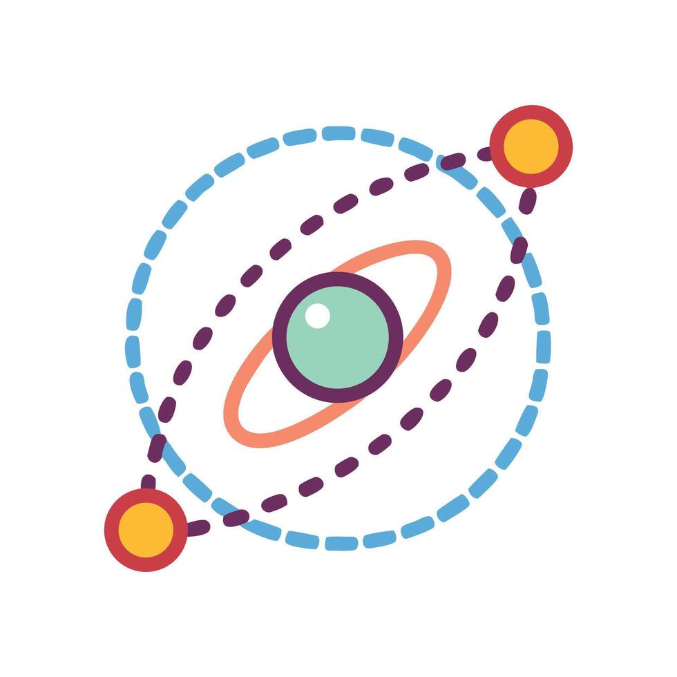 Planetary System Orbiting Stars Illustration with Rings and Planets vector