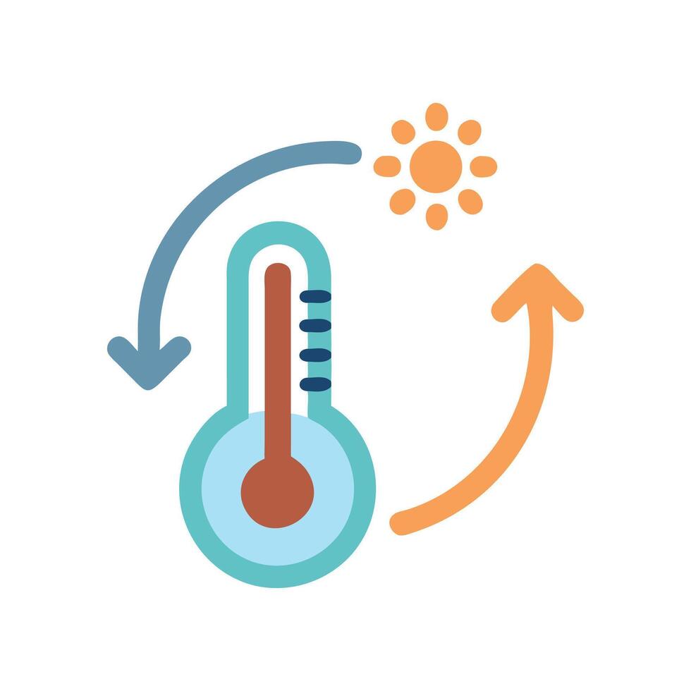 Temperature fluctuation icon showing a rise and fall vector