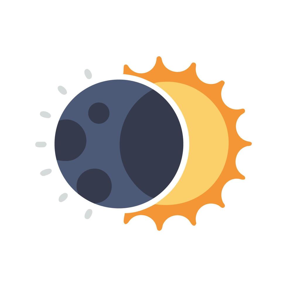 Solar eclipse graphic in space, moon and sun vector