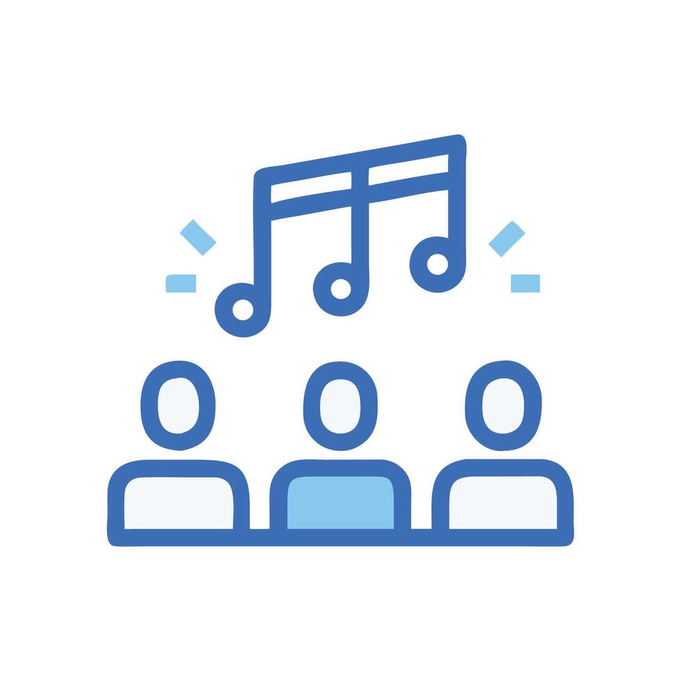 Choir sings music notes icon illustration vector