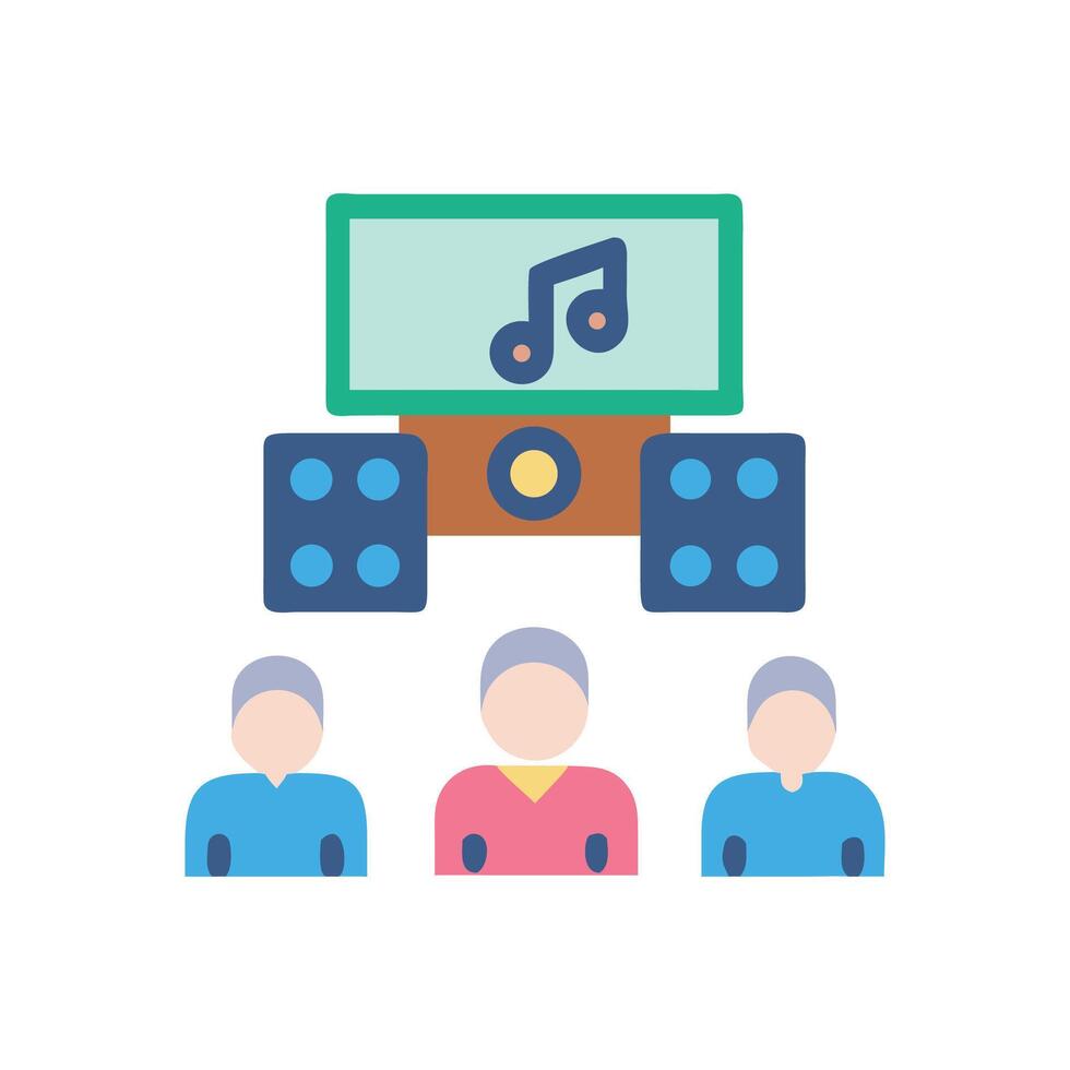 Online Music Concert, Audience, Live Stream Event Icon vector