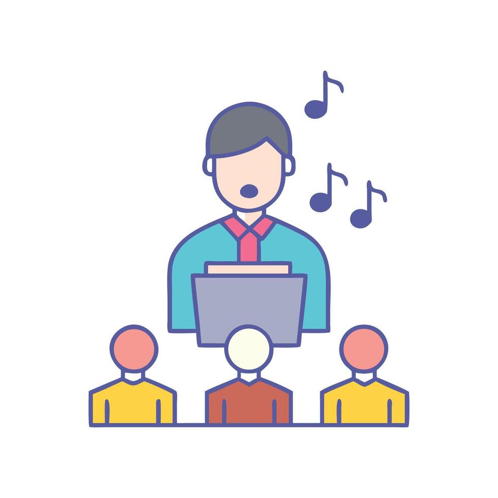 Choir Master Conducting Singing Lesson with Notes Illustration vector