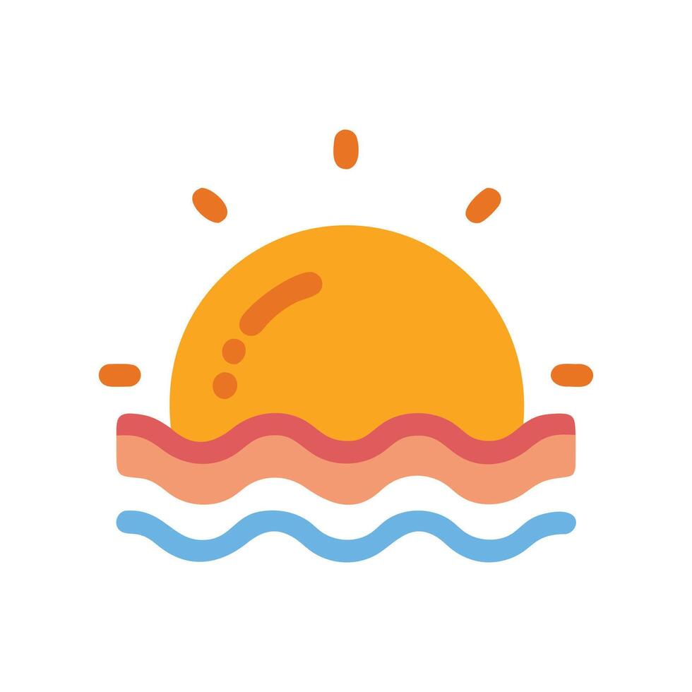 Sunrise icon over the ocean, design art vector