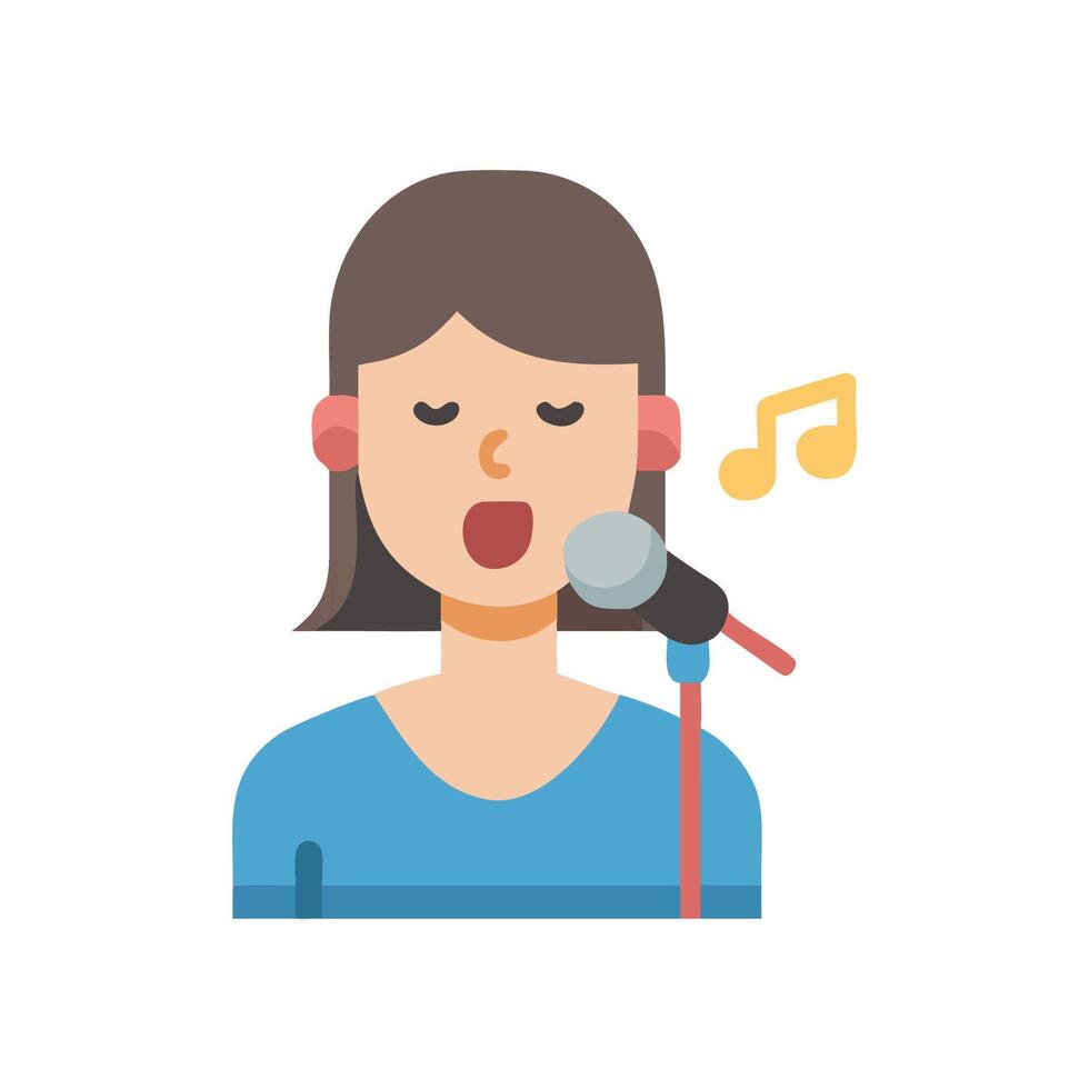 Singing woman illustration on black background vector