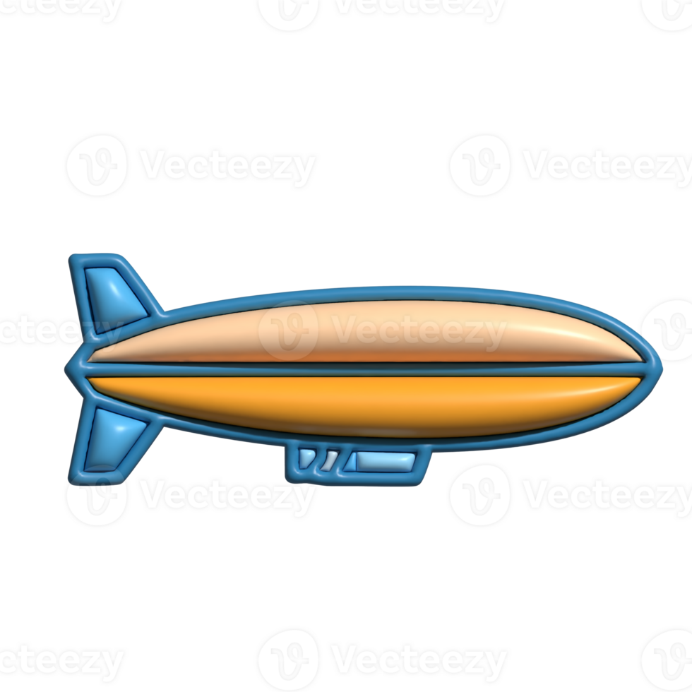 Modern 3D Zeppelin Airship Icon Air Travel and Retro Aviation Design png
